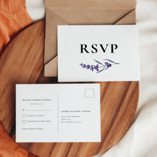 Elegant Floral Lavender RSVP Postcard