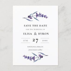 Elegant floral lavender Save the date Postcard