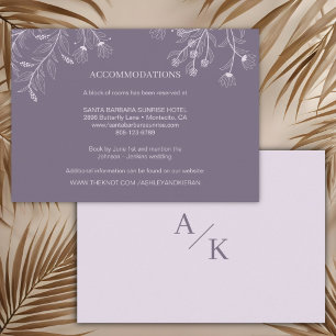 Elegant Floral Lavender Wedding Details Enclosure Card
