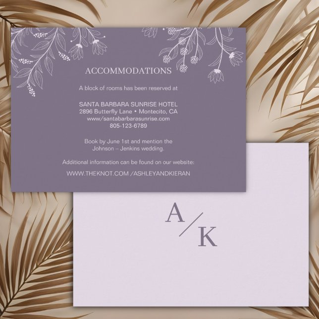 Elegant Floral Lavender  Wedding Details  Enclosure Card (Creator Uploaded)