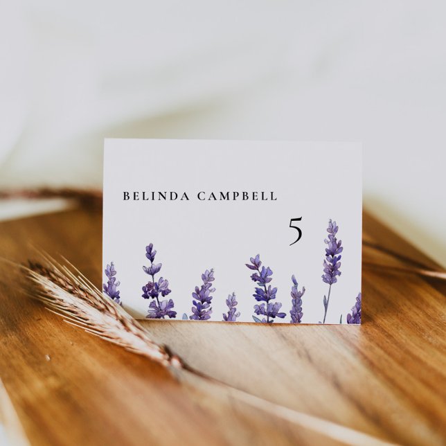 Elegant Floral Lavender Wedding Guest Place Card (Creator Uploaded)