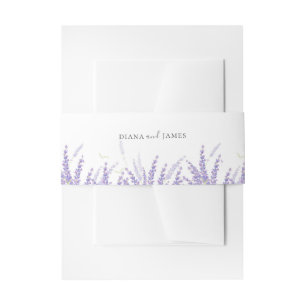Elegant Floral Lavender Wedding Invitation Belly Band
