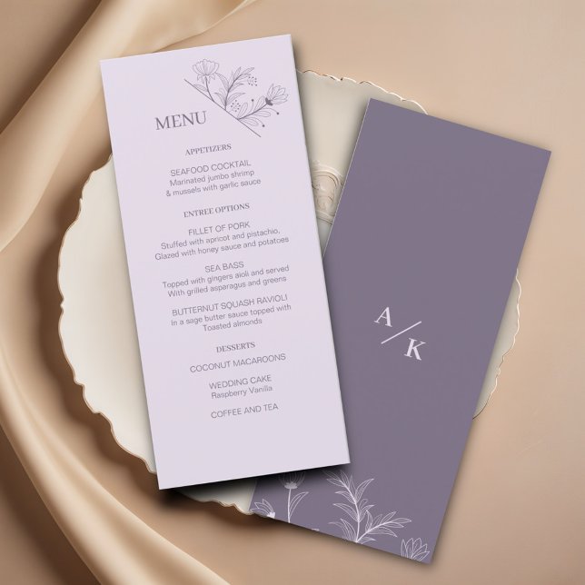 Elegant Floral Lavender Wedding Menu (Creator Uploaded)