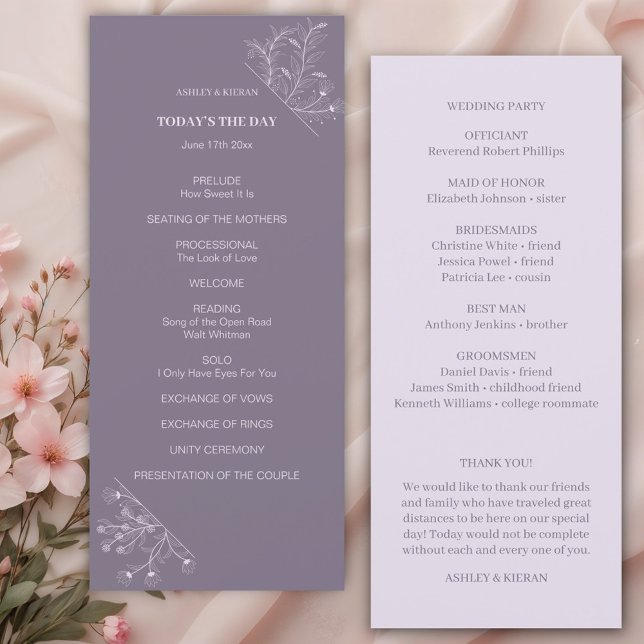 Elegant Floral Lavender Wedding Program (Creator Uploaded)