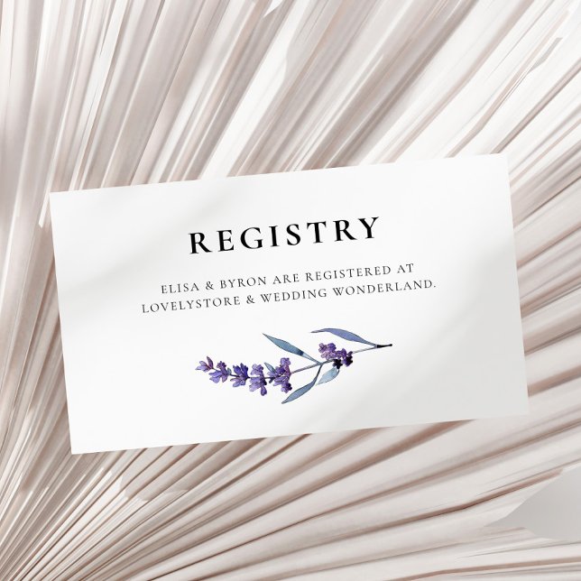 Elegant floral lavender wedding registry card (Creator Uploaded)