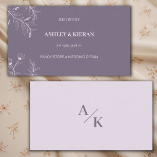 Elegant Floral Lavender Wedding Registry , Enclosure Card