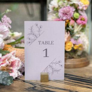 Elegant Floral Lavender Wedding Table Number