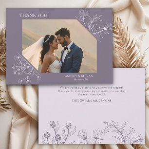 Elegant Floral Lavender Wedding Thank You Card
