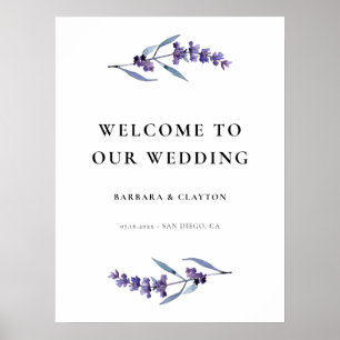 Elegant Floral Lavender Wedding Welcome Sign