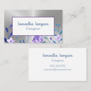 Elegant Floral Lavender White Watercolor Caregiver Business Card