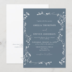 Elegant Floral Leaf Classic Wedding Invitation