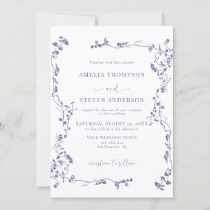 Elegant Floral Leaf Classic Wedding Invitation