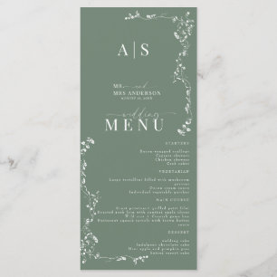 Elegant Floral Leaf Classic Wedding Menu