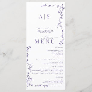 Elegant Floral Leaf Classic Wedding  Menu