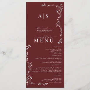 Elegant Floral Leaf Classic Wedding Menu
