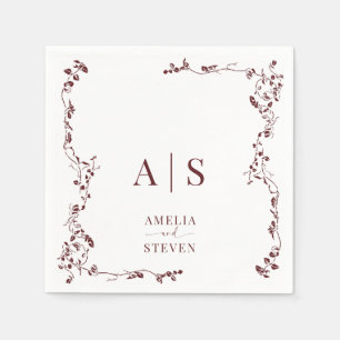 Elegant Floral Leaf Classic Wedding Napkin