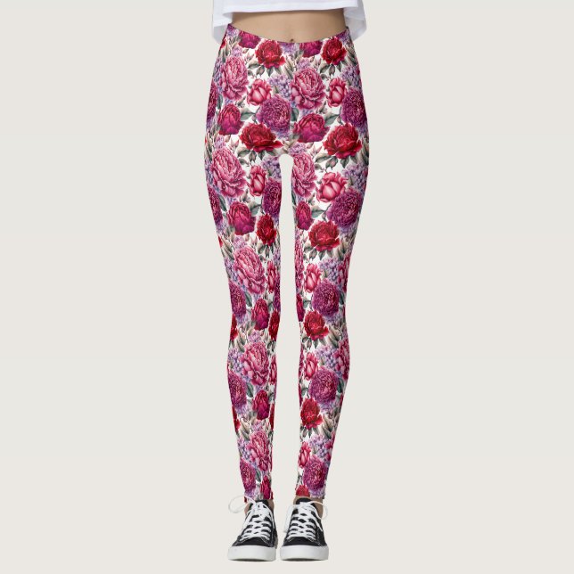 Elegant Floral Leggings (Front)