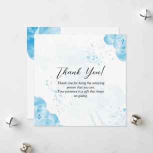 Elegant Floral Light Blue Thank You  Holiday Card