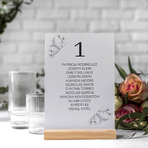 Elegant Floral Light Grey Wedding Table Number