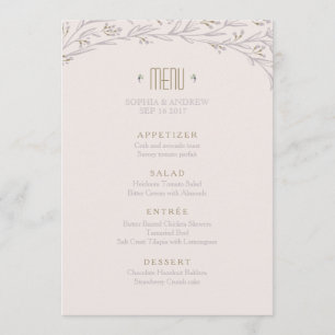 Elegant floral lilac rustic wedding menu