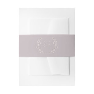 Elegant floral lilac rustic wedding monogram invitation belly band