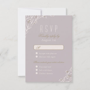 Elegant floral lilac rustic wedding  RSVP Card