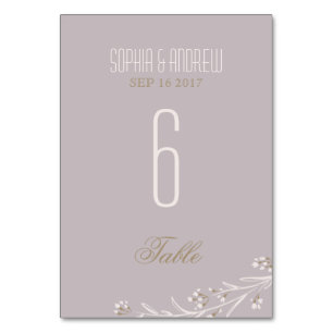 Elegant floral lilac rustic wedding table number