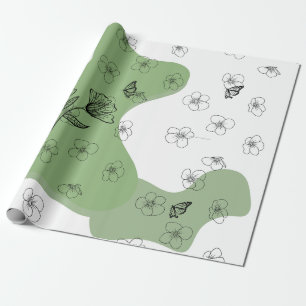 Elegant Floral Line Art Gift Wrapping Paper