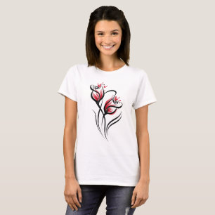 Elegant Floral Line Art T-Shirt