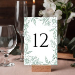 Elegant Floral Line Drawing Mint Green Wedding Table Number<br><div class="desc">These beautiful wedding table number cards feature a floral line drawing frame in mint green. Stylish,  elegant,  and classic - perfect for your special day!</div>