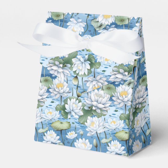 Elegant floral lotus flowers tiled  favour box (Front Side)