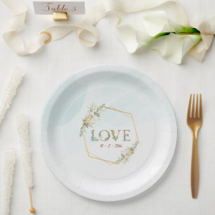 Elegant  Floral  Love Greenery Gold Hershey's Mini Paper Plate