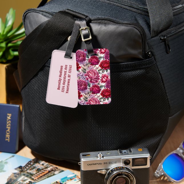 Elegant Floral Luggage Tag (Front & Back)