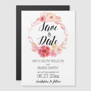 Elegant Floral Magnetic Wedding Save The Date Magn Invitation