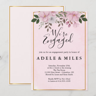 Elegant Floral Magnolia Engagement Party Invitation