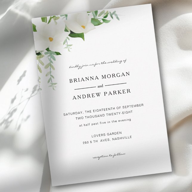 Elegant  Floral Magnolia Invitation (Elegant Floral Magnolia Invitation)