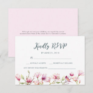 Elegant floral magnolia watercolor RSVP cards