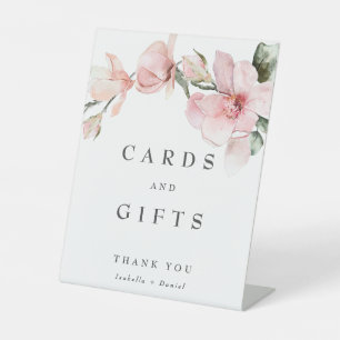 Elegant Floral Magnolia Wedding Cards and Gifts Pe Pedestal Sign
