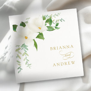 Elegant Floral Magnolia Wedding Napkin