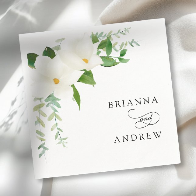 Elegant Floral Magnolia Wedding  Napkin (Elegant Floral Magnolia Wedding Napkins)
