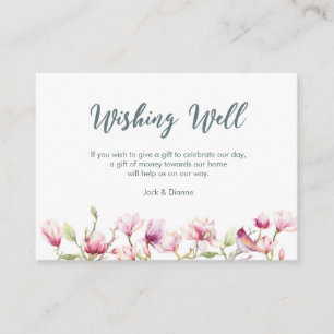Elegant floral magnolia wishing well card