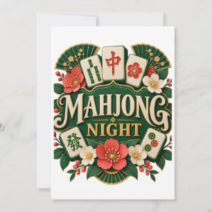 Elegant Floral Mahjong Night Game Party Invitation