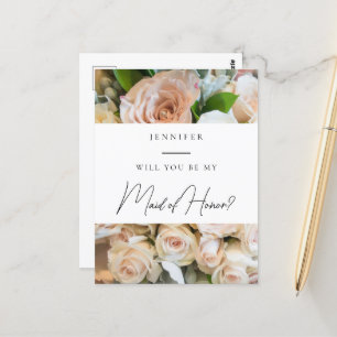 Elegant floral Maid of Honour Proposal Postcard