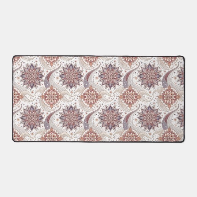 Elegant Floral Mandala Spiritual Design Pattern Desk Mat (Front)