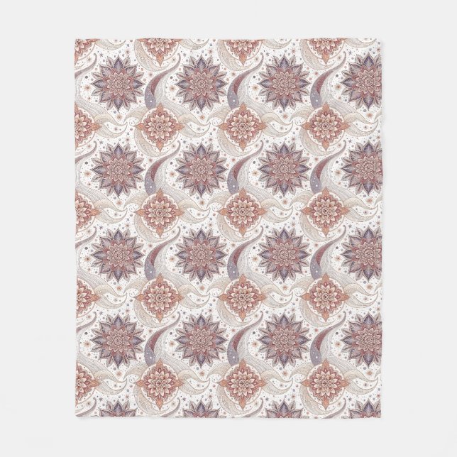 Elegant Floral Mandala Spiritual Design Pattern Fleece Blanket (Front)