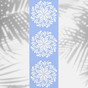 Elegant Floral Mandala White and Blue Yoga Mat
