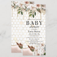 Elegant Floral Marble Baby Shower