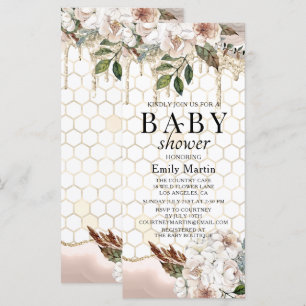 Elegant Floral Marble Baby Shower