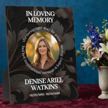 Elegant Floral Marble Memorial Remembrance Photo