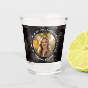 Elegant Floral Marble Memorial Remembrance Photo Shot Glass